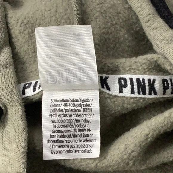 Pink olive green hoodie zip up jacket with front pockets (Preowned) - Picture 6 of 7